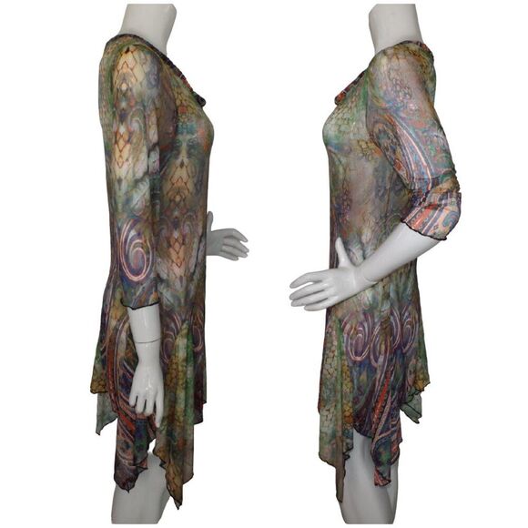 COCO + CARMEN Dress, S/M, Mesh,Color Snake/Paisley Print, Asymmetrical/Sharkbite - Picture 5 of 12